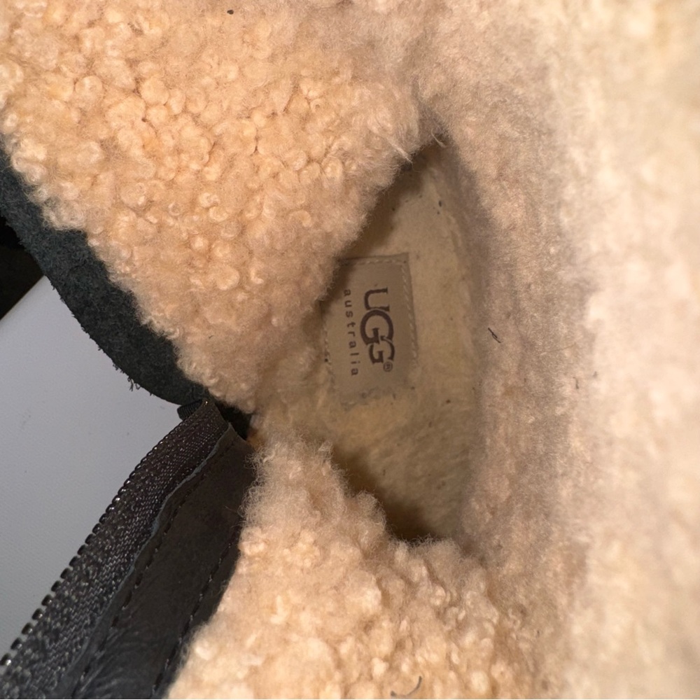 UGG Grandle Black Suede Boots with Shearling Lining - Picture 14 of 16